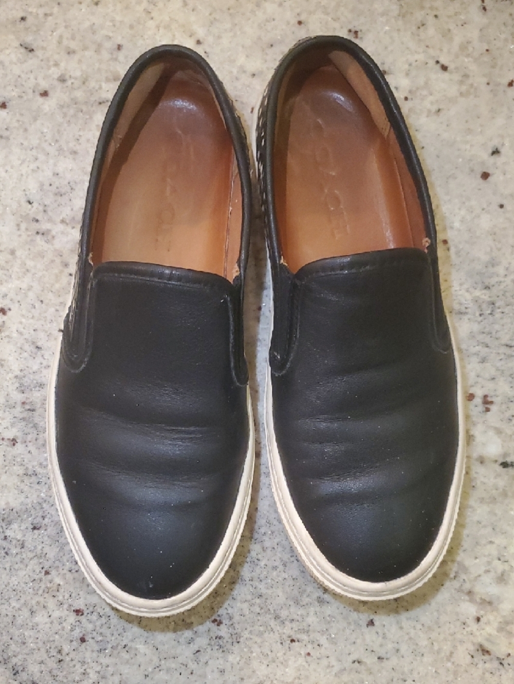 Coach Cameron Black Leather Snakeskin Slip-On Women's Loaafer Shoes Size 5 - Picture 6 of 9